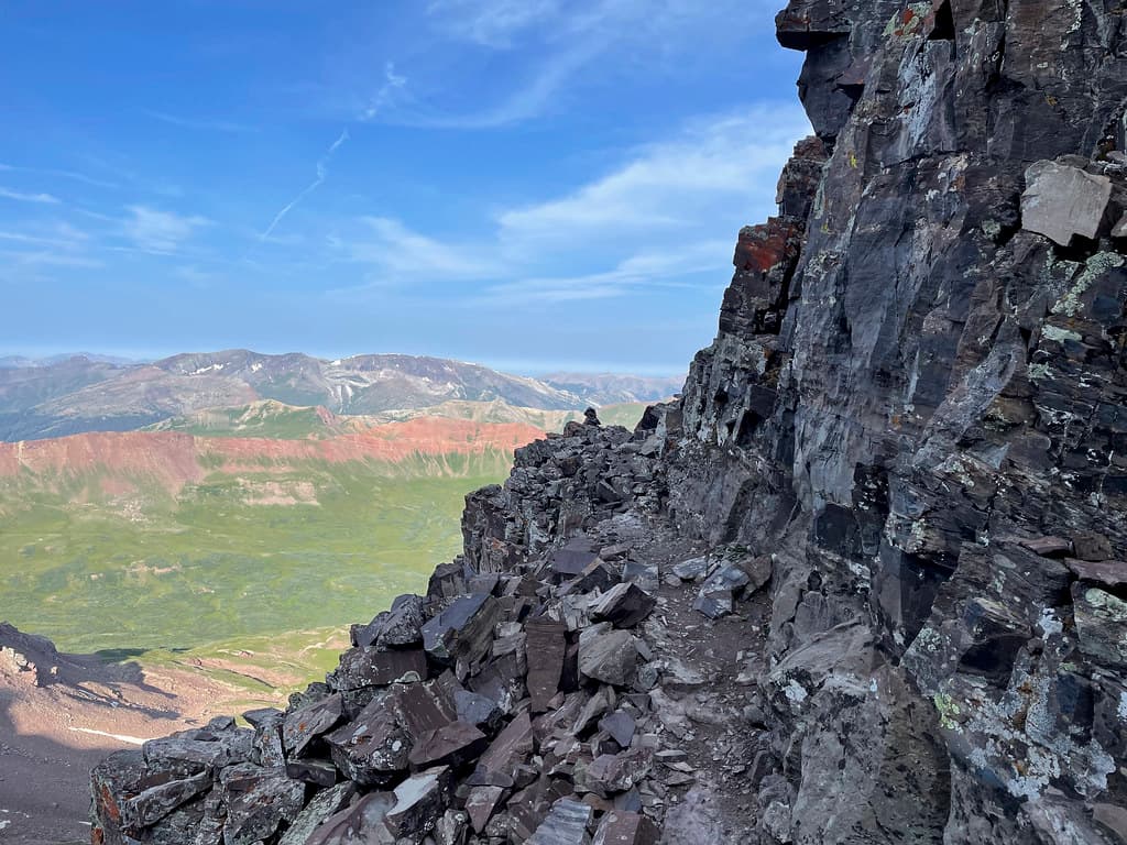 A closer look at a well-marked section of Maroon Peak’s southwest ridge trail.