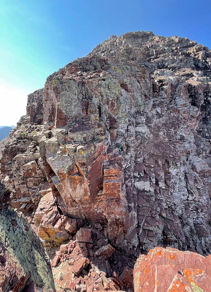 Looking back at the last bit of Maroon's descent from across the Bell Cord. Zoom in to see our climbing partner Jason y down the 20 foot wall.